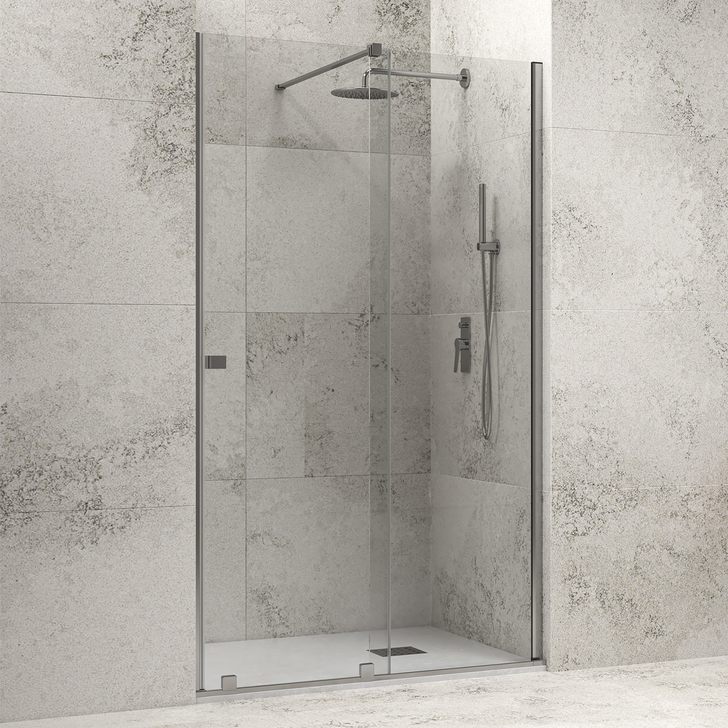 Καμπίνα από τοίχο σε τοίχο με διάφανο κρύσταλλο ANIMUS 400 Cromo KARAG 150x200cm