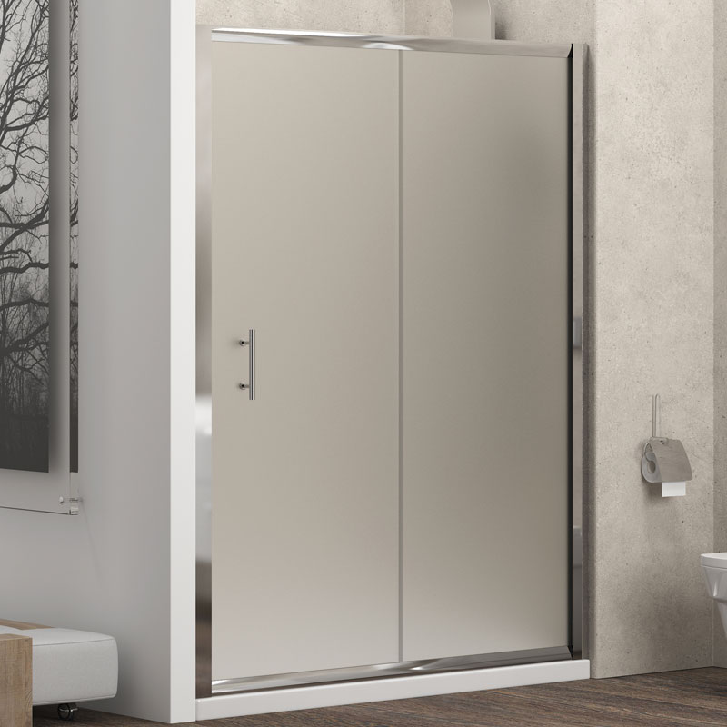 Καμπίνα από τοίχο σε τοίχο με σατινέ κρύσταλλο FLORA 500 Cromo KARAG 100x190cm