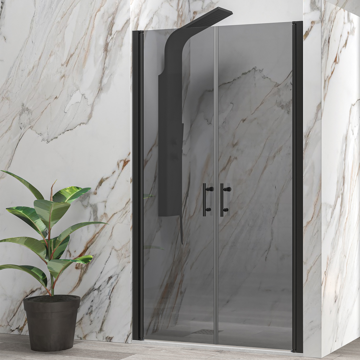 Καμπίνα από τοίχο σε τοίχο με fume κρύσταλλο S 28 ALTO SALLON Black KARAG 125x200cm