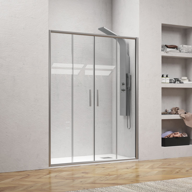 Καμπίνα από τοίχο σε τοίχο με διάφανο κρύσταλλο EFE 600 Silver KARAG 190x190cm