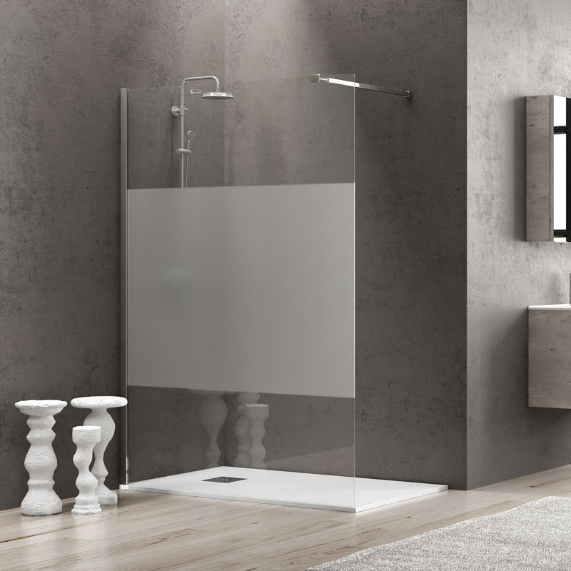 Σταθερό διαχωριστικό ντουζιέρας με σεριγραφάτο κρύσταλλο FREE 1 Cromo KARAG 100x185cm