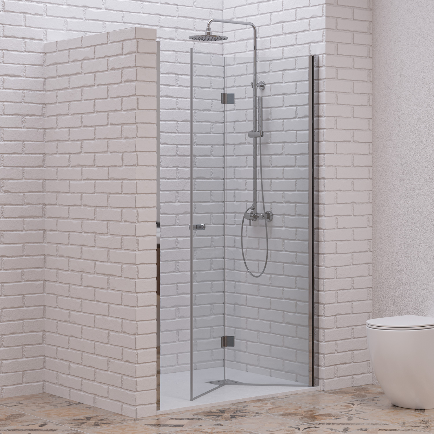 Καμπίνα από τοίχο σε τοίχο με διάφανο κρύσταλλο S 7 PORTA Cromo KARAG 60x200cm