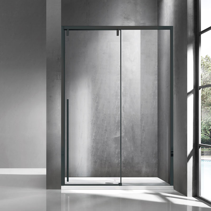 Καμπίνα από τοίχο σε τοίχο με διάφανο κρύσταλλο SANTORINI 400 Black KARAG 130x200cm