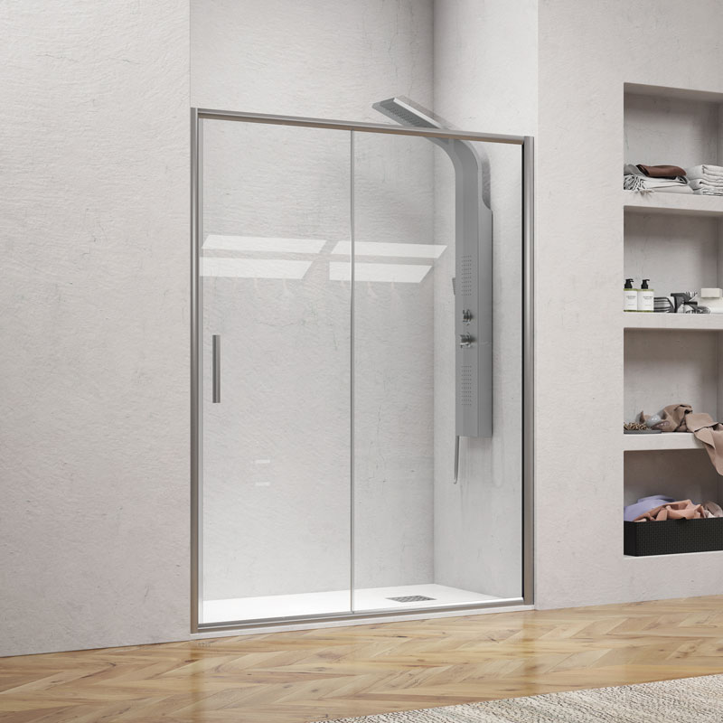 Καμπίνα από τοίχο σε τοίχο με διάφανο κρύσταλλο EFE 400 Silver KARAG 140x190cm