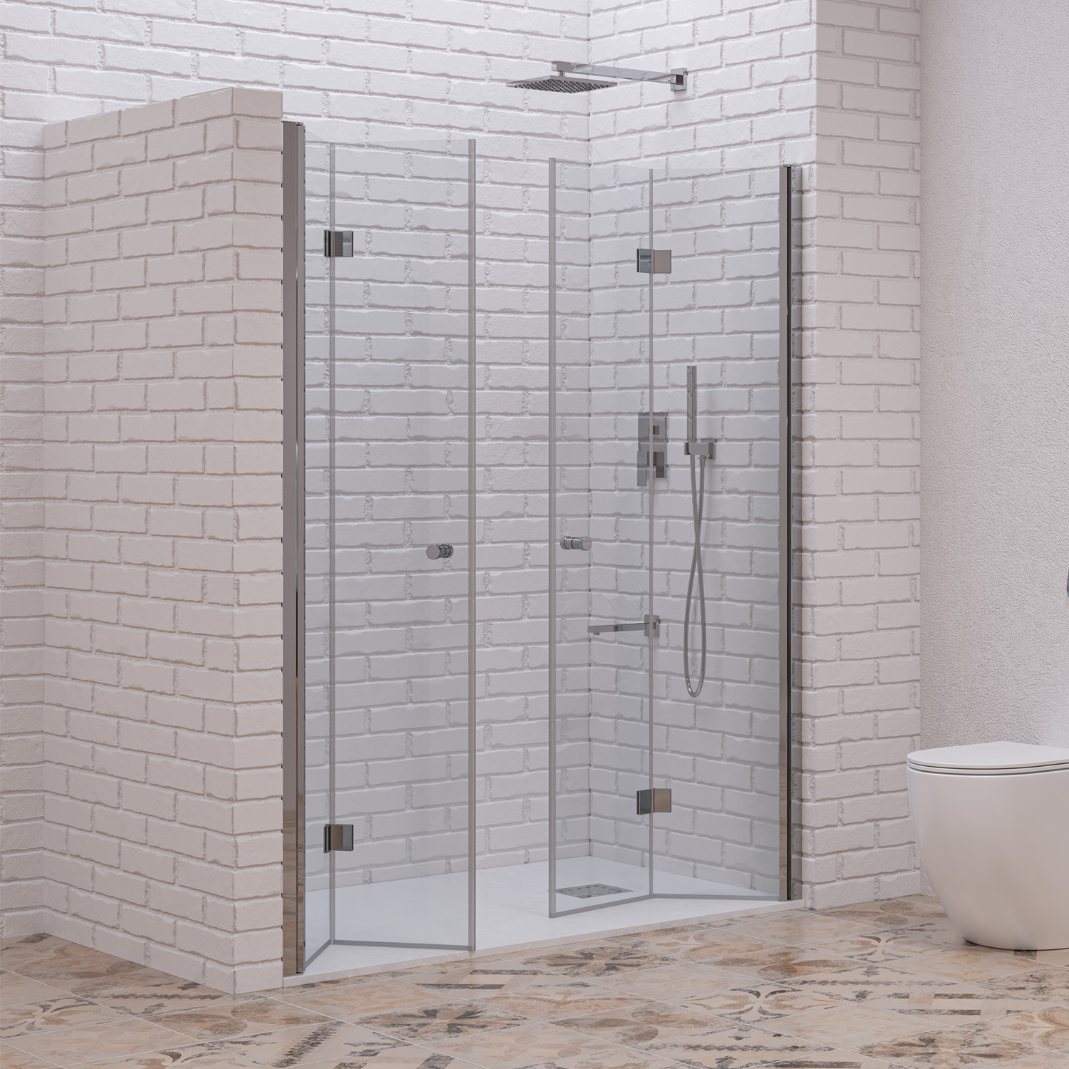 Καμπίνα από τοίχο σε τοίχο με διάφανο κρύσταλλο S 7 DP Cromo KARAG 150x200cm