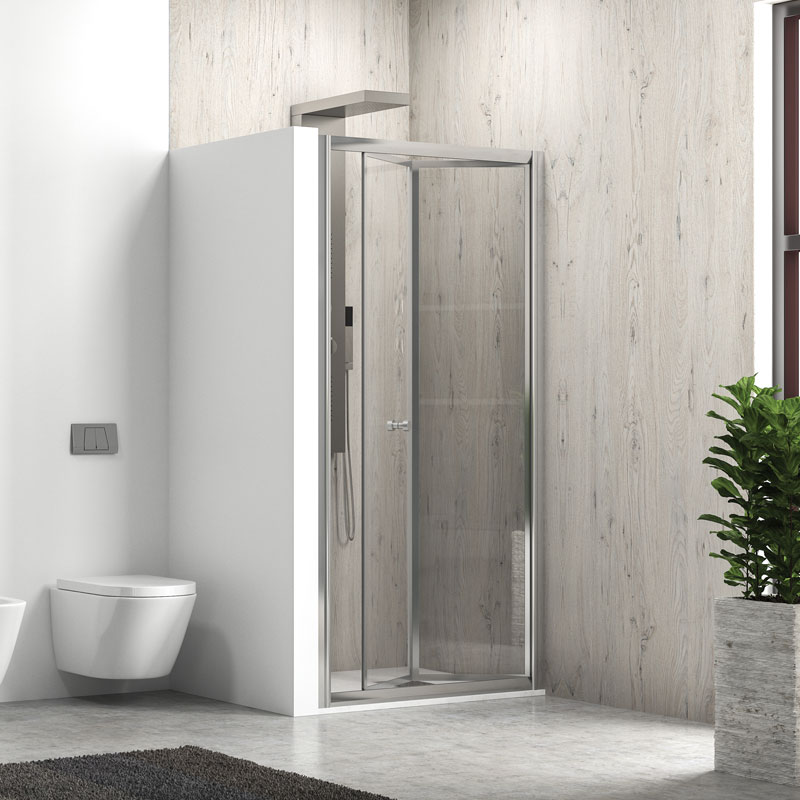 Καμπίνα σπαστή από τοίχο σε τοίχο με διάφανο κρύσταλλο M4S Cromo KARAG 91x180cm