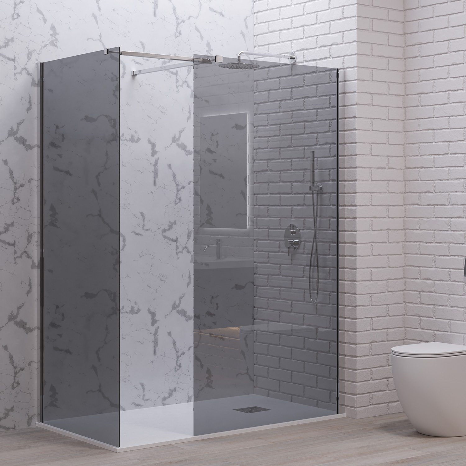 Σταθερά διαχωριστικά ντουζιέρας με fume κρύσταλλο WALKIN 2 Cromo KARAG 120x200cm