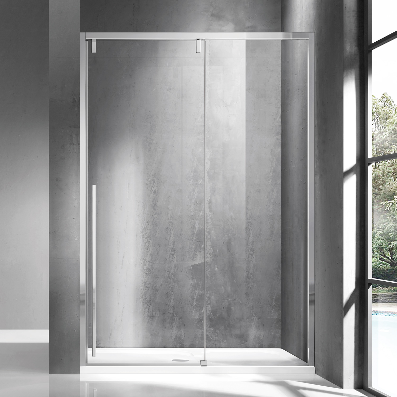 Καμπίνα από τοίχο σε τοίχο με διάφανο κρύσταλλο SANTORINI 400 Cromo KARAG 140x200cm