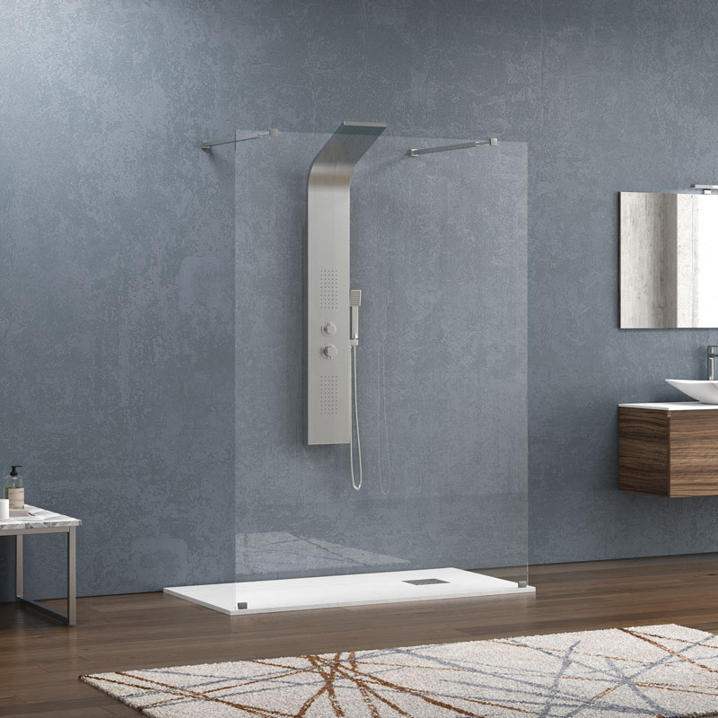 Σταθερό διαχωριστικό ντουζιέρας με διάφανο κρύσταλλο WALKIN 3 Cromo KARAG 118x200cm