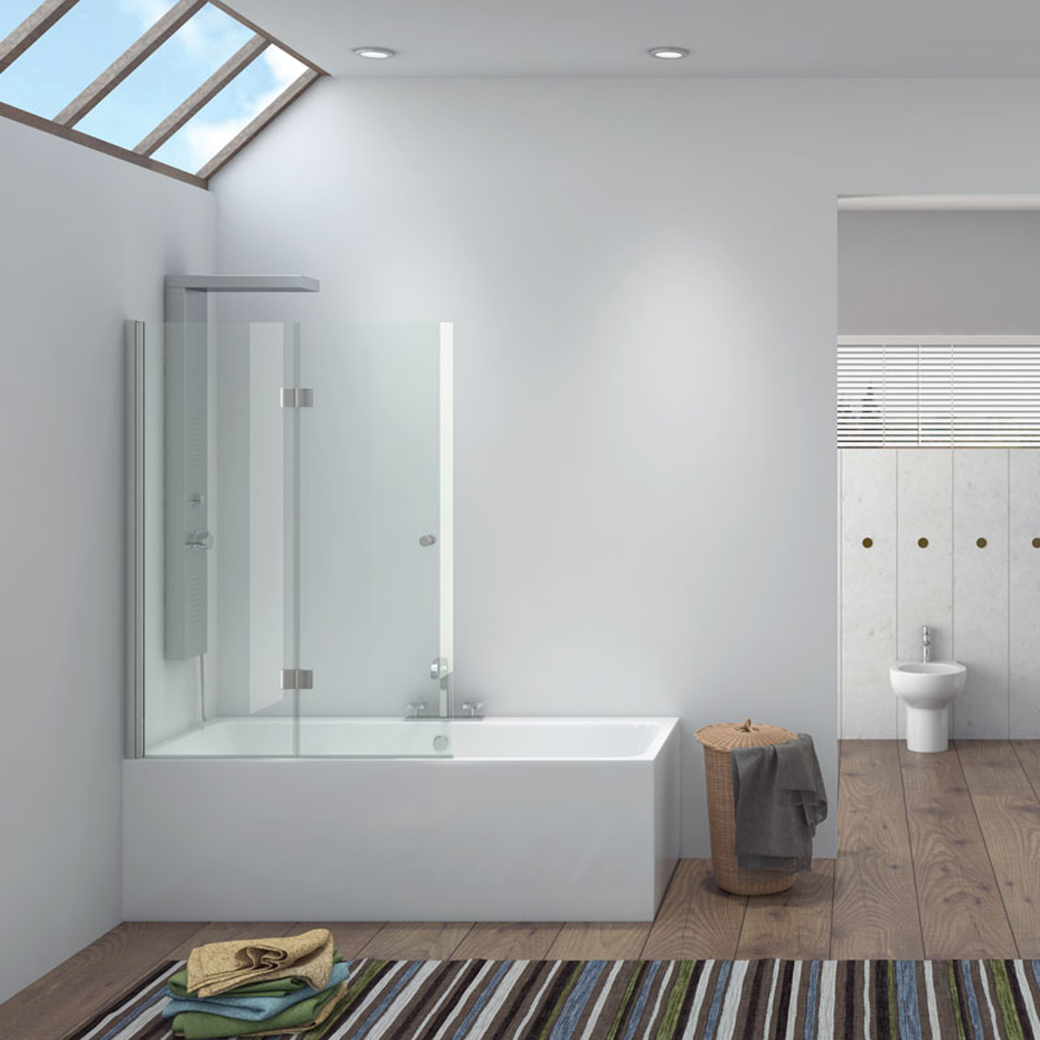 Καμπίνα μπανιέρας με διάφανο κρύσταλλο S 7 VASCA Cromo KARAG 100x140cm