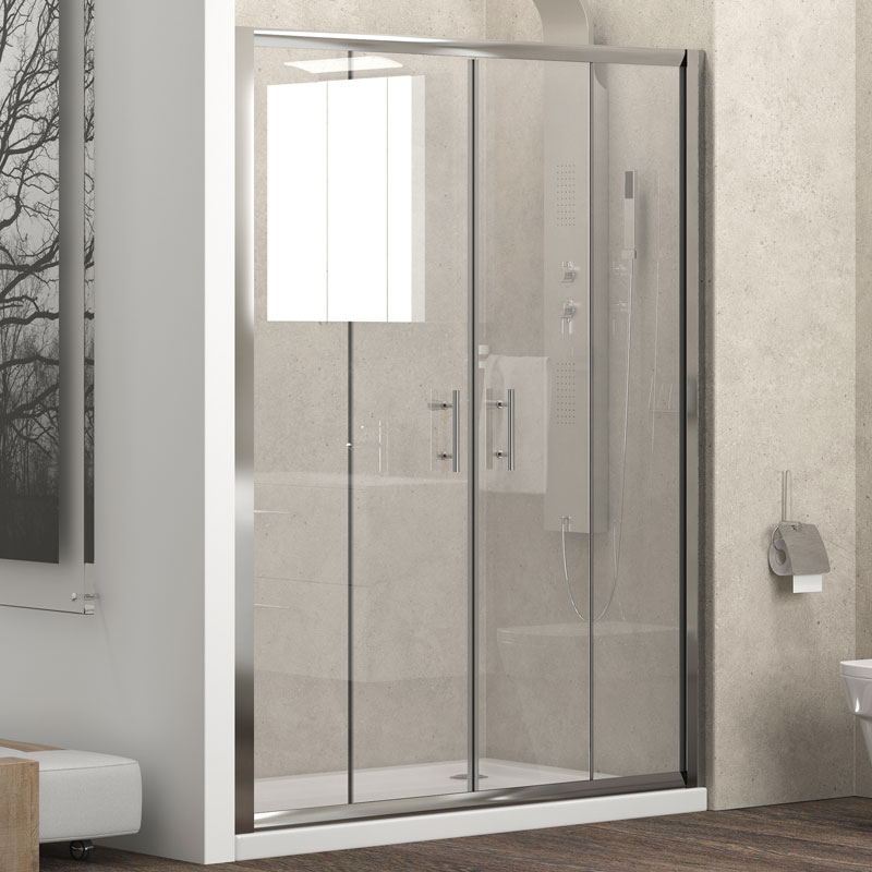 Καμπίνα από τοίχο σε τοίχο με διάφανο κρύσταλλο FLORA 600 Cromo KARAG 180x190cm