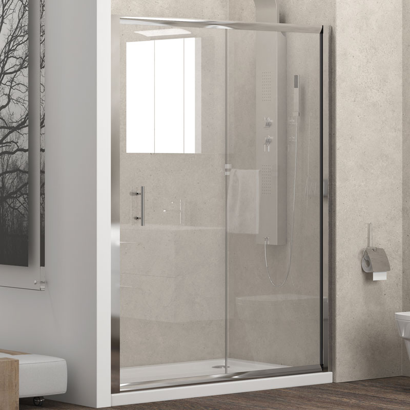 Καμπίνα από τοίχο σε τοίχο με διάφανο κρύσταλλο FLORA 500 Cromo KARAG 130x190cm