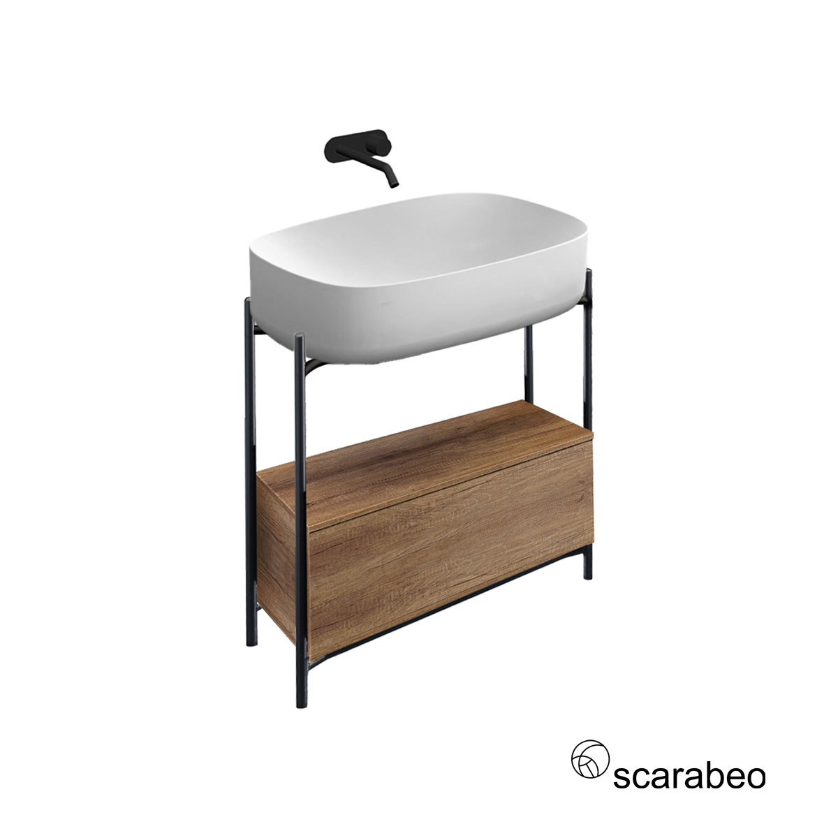 Έπιπλο μπάνιου Laila 270312-NROP89 με συρτάρι 2712-89 Χωρίς Νιπτήρα, Scarabeo