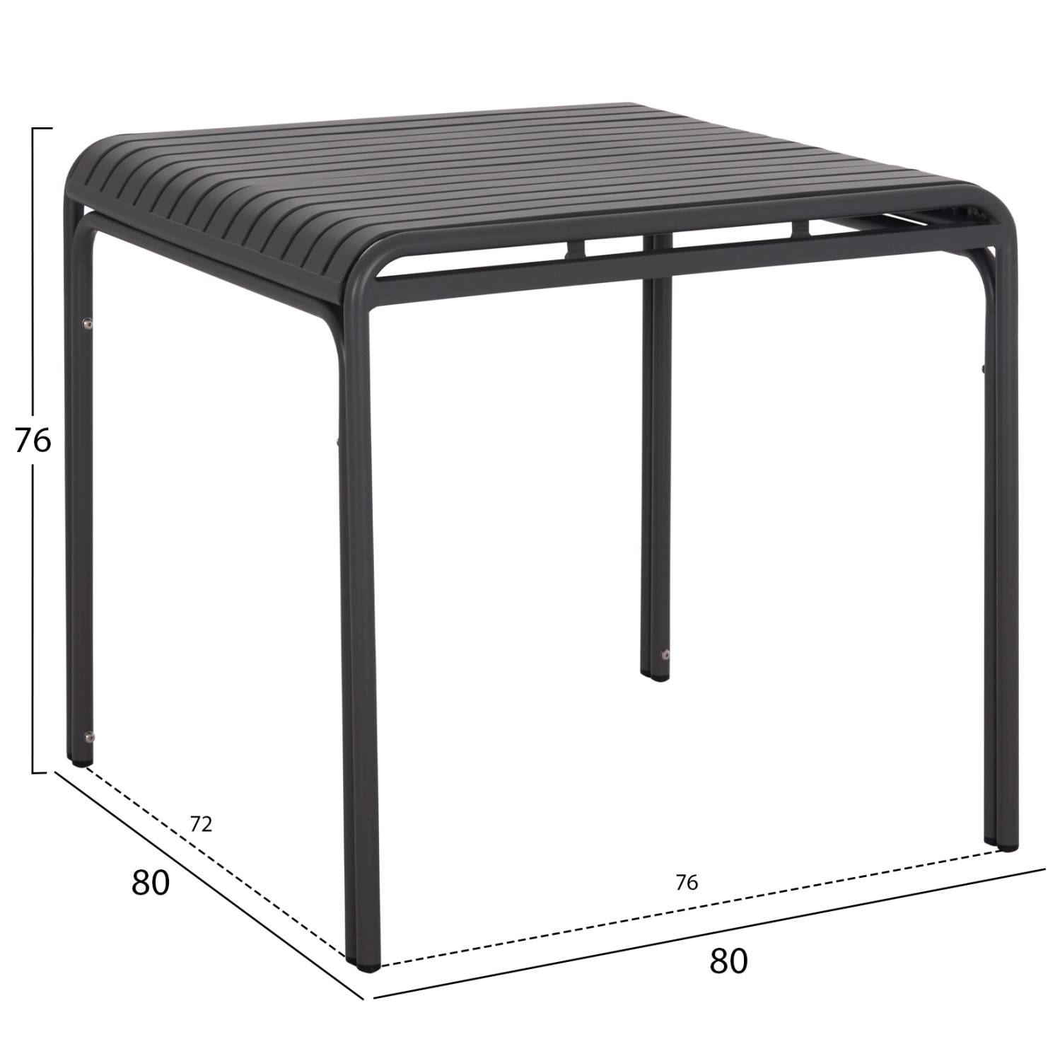 ΤΡΑΠΕΖΙ ΤΕΤΡΑΓΩΝΟ ΑΛΟΥΜΙΝΙΟΥ RACHEL HM6338.01 ΓΚΡΙ 80x80x76Υεκ.