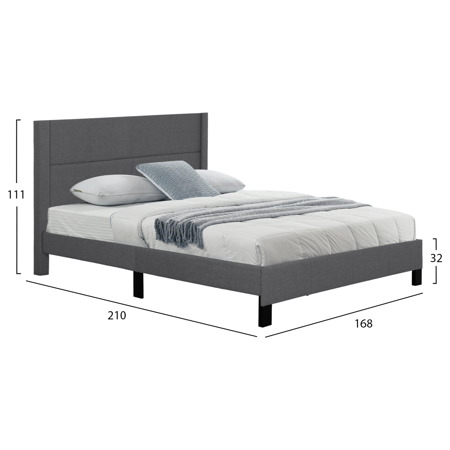 ΚΡΕΒΑΤΙ TRILLOP HM666.12 ΓΚΡΙ ΥΦΑΣΜΑ ΓΙΑ ΣΤΡΩΜΑ 160X200εκ.