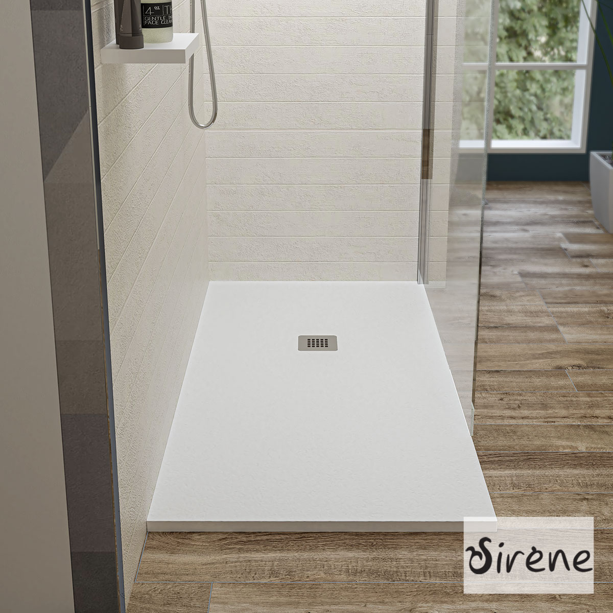 Ντουζιέρα Cast Marble (Χυτό μάρμαρο) με Βαλβίδα Slate 160 x 80 Sirene White Matt