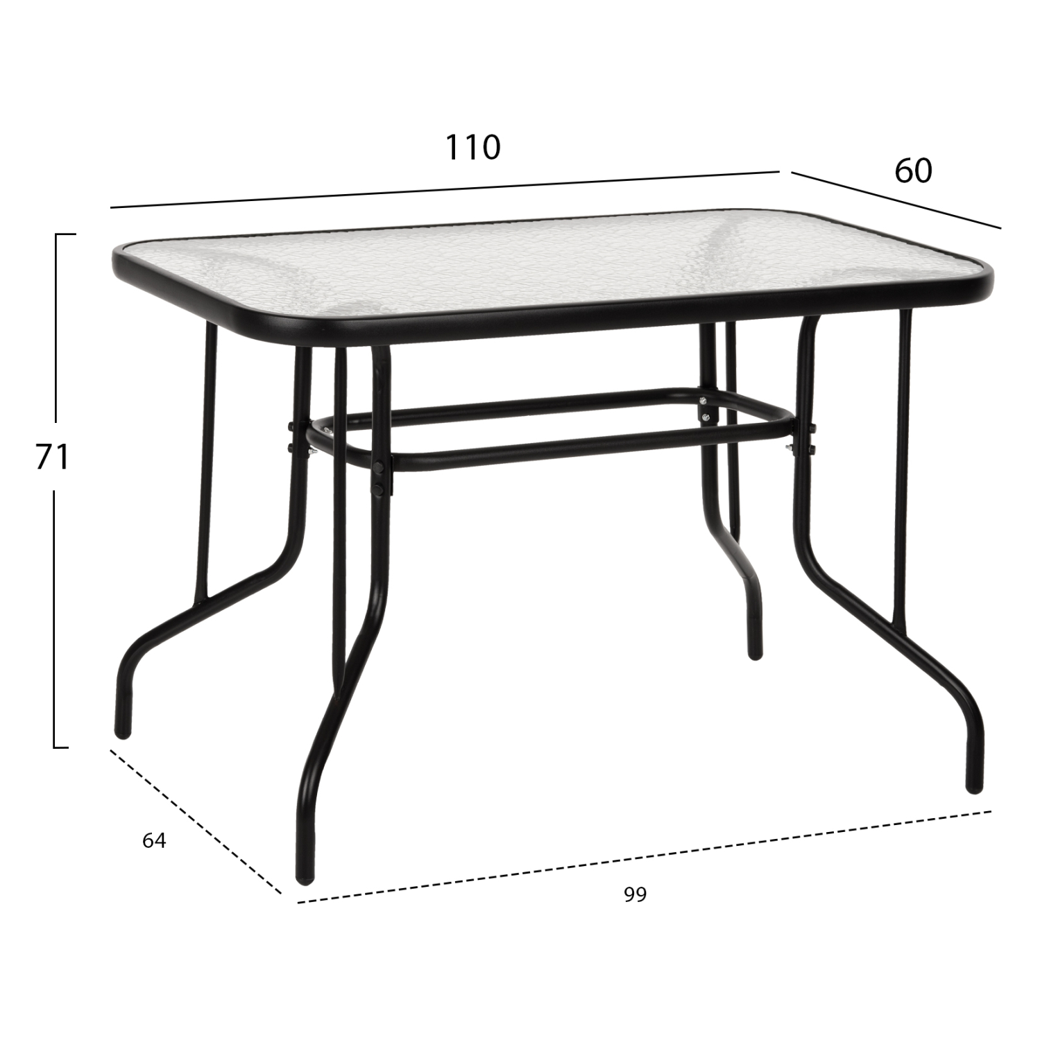 ΣΕΤ ΤΡΑΠΕΖΑΡΙΑΣ 5ΤΜΧ ADAM HM21219.01 ΚΑΡΕΚΛΕΣ ΜΕΤΑΛΛΙΚΕΣ & ΤΡΑΠΕΖΙ 110x60 ΜΑΥΡΟ