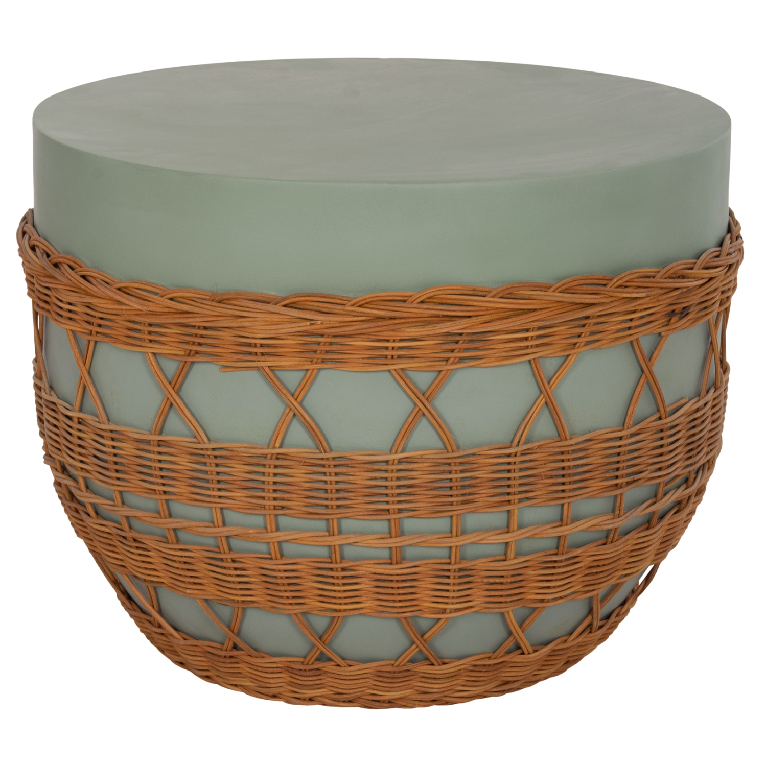 ΤΡΑΠΕΖΙ ΣΑΛΟΝΙΟΥ VILHENA HM18165 FIBER CEMENT ΠΡΑΣΙΝΟ-RATTAN ΦΥΣΙΚΟ Φ56x47Υεκ.