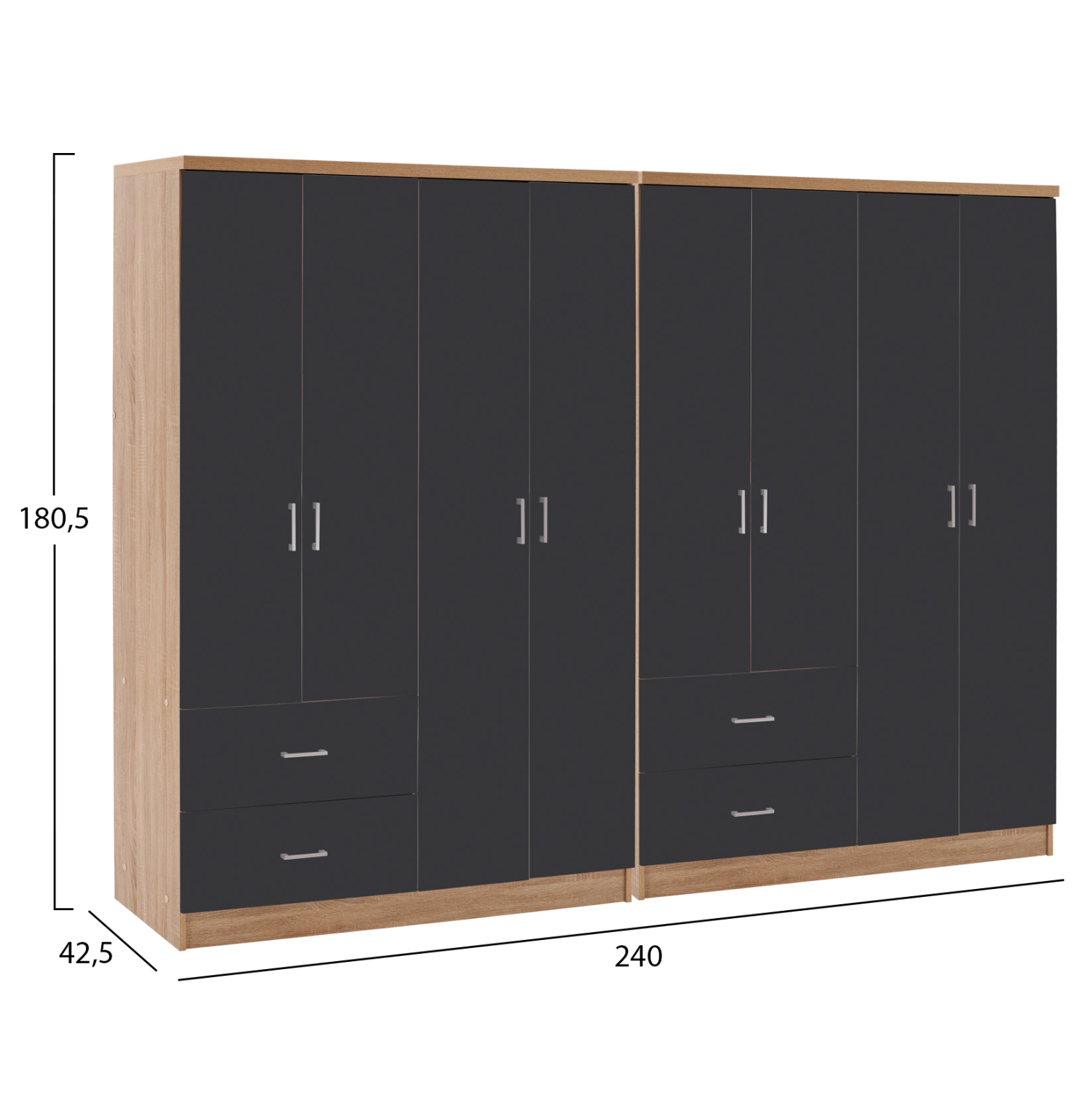 ΝΤΟΥΛΑΠΑ 8ΦΥΛΛΗ BRIANA HM21237.01 ΜΕΛΑΜΙΝΗ SONAMA & ΣΚΟΥΡΟ ΓΚΡΙ 241x42,5Χ180,5Υεκ.
