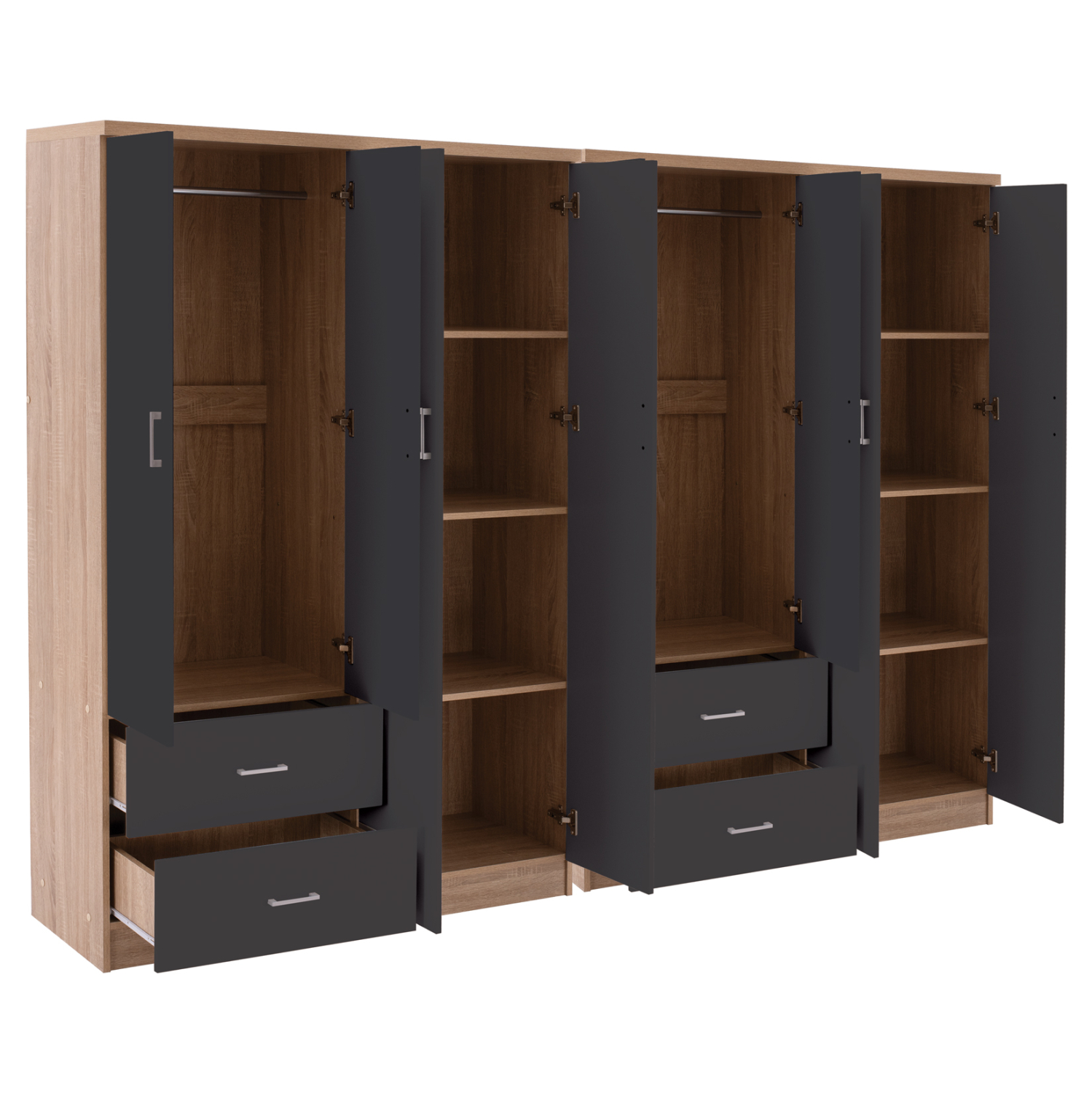 ΝΤΟΥΛΑΠΑ 8ΦΥΛΛΗ BRIANA HM21237.01 ΜΕΛΑΜΙΝΗ SONAMA & ΣΚΟΥΡΟ ΓΚΡΙ 241x42,5Χ180,5Υεκ.