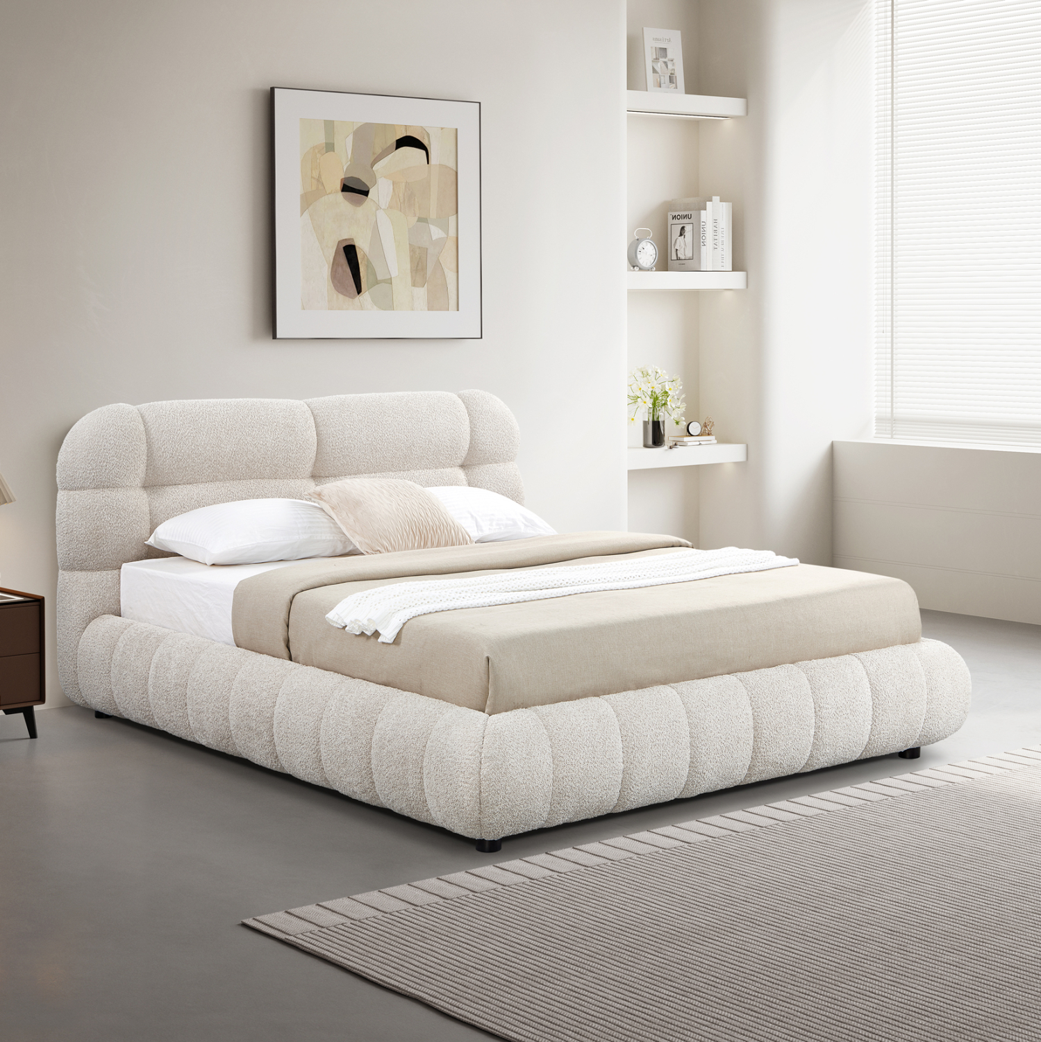 ΚΡΕΒΑΤΙ ΜΕ ΑΠΟΘ.ΧΩΡΟ MOLEN HM730.03 ΜΠΕΖ ΜΠΟΥΚΛΕ ΥΦΑΣΜΑ--ΓΙΑ ΣΤΡΩΜΑ 160x200εκ