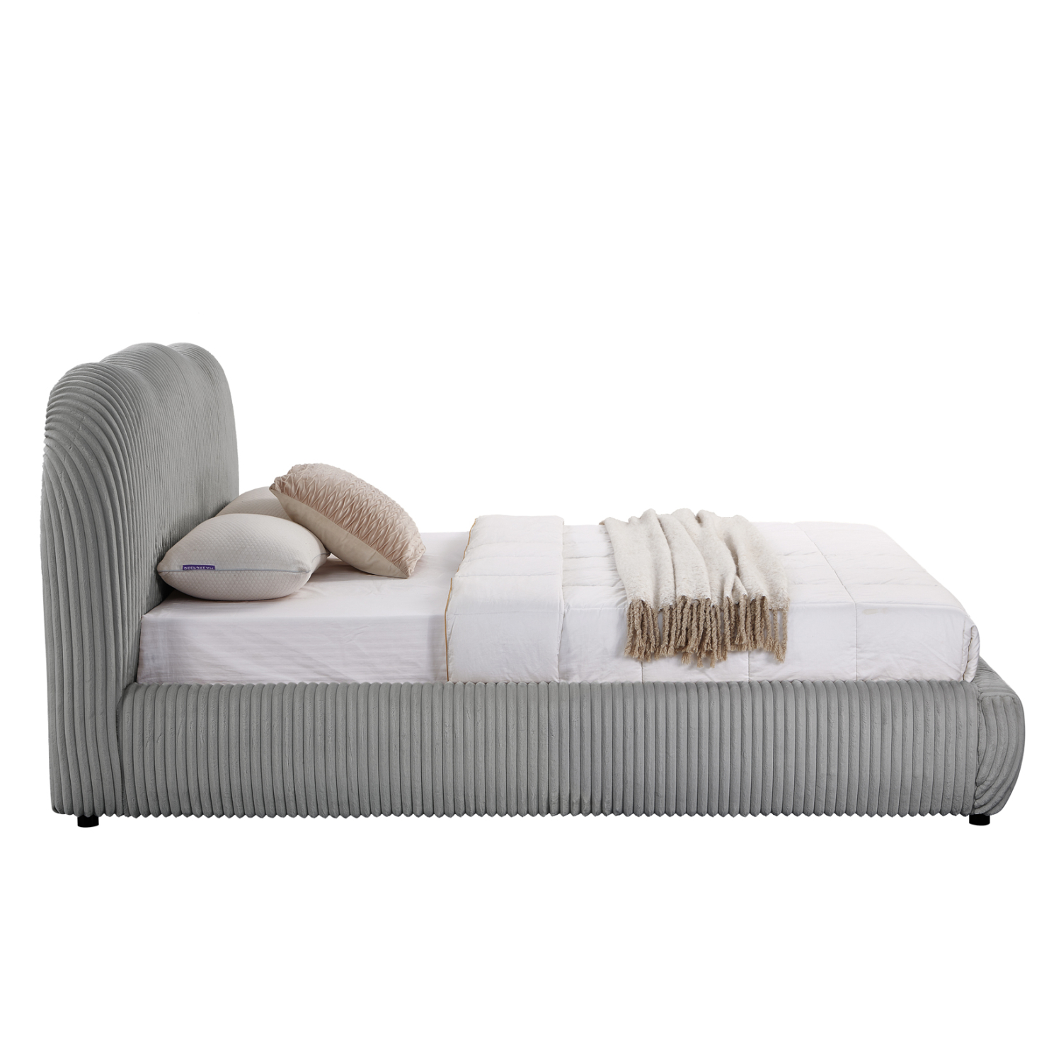 ΚΡΕΒΑΤΙ ΜΕ ΑΠΟΘ.ΧΩΡΟ KALLY HM729.01 ΓΚΡΙ FEAUX FUR ΥΦΑΣΜΑ--ΓΙΑ ΣΤΡΩΜΑ 160x200εκ