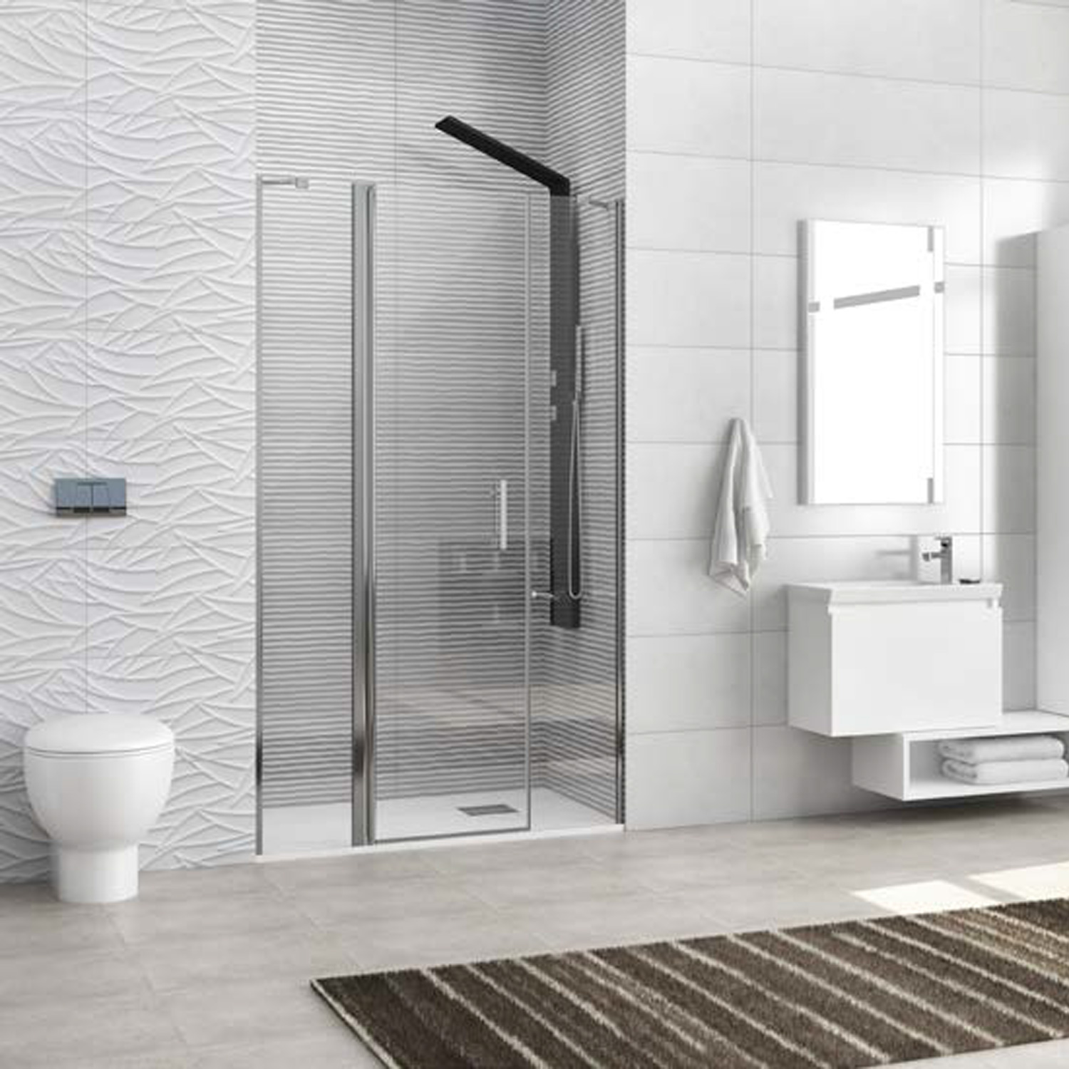 Καμπίνα από τοίχο σε τοίχο με διάφανο κρύσταλλο PANEX 600 ALTO Cromo KARAG 120x200cm