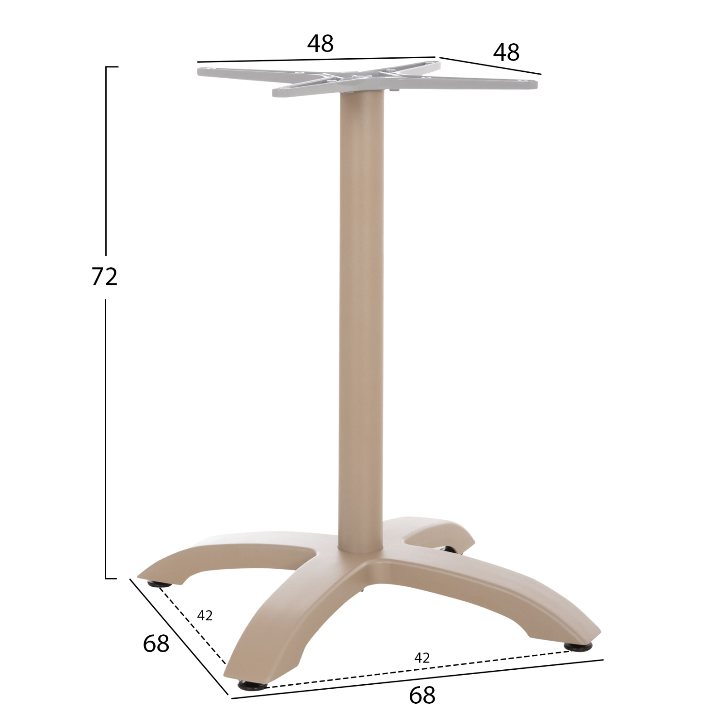 ΒΑΣΗ ΑΛΟΥΜΙΝΙΟΥ HM460.25 ΚΑΠΟΥΤΣΙΝΟ ΜΑΤ 66x66x72Υεκ. ΜΕ ΣΤΑΥΡΟ 48Χ48εκ.