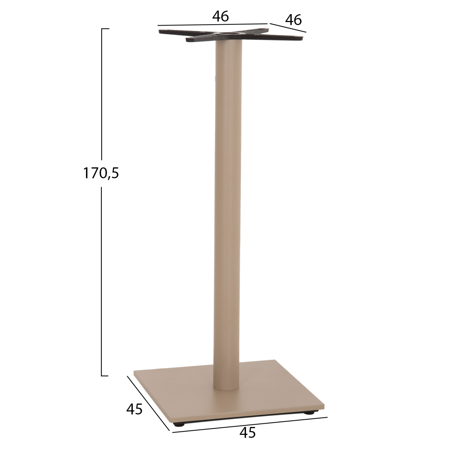 ΒΑΣΗ ΤΡΑΠΕΖΙΟΥ ΜΠΑΡ HM439.25 ΜΕΤΑΛΛΙΚΗ ΚΑΠΟΥΤΣΙΝΟ ΜΑΤ-ΡΕΓΟΥΛΑΤΟΡΟΙ 46x46x108Yεκ.