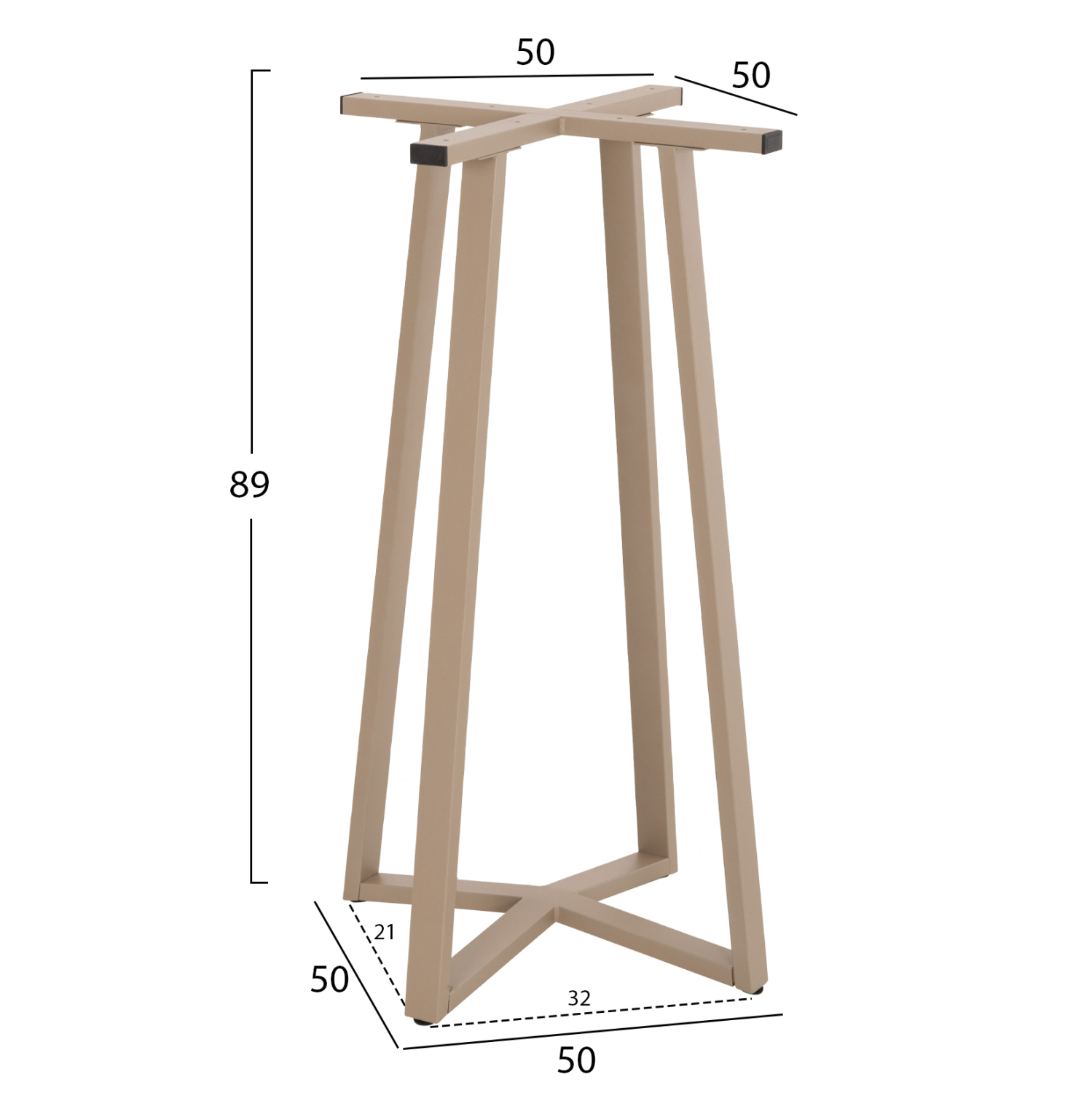 ΒΑΣΗ ΤΡΑΠΕΖΙΟΥ ΜΠΑΡ ΜΕΣΑΙΟΥ ΥΨΟΥΣ HM477.25 ΜΕΤΑΛΛΟ ΚΑΠΟΥΤΣΙΝΟ 50x50x90Υεκ.