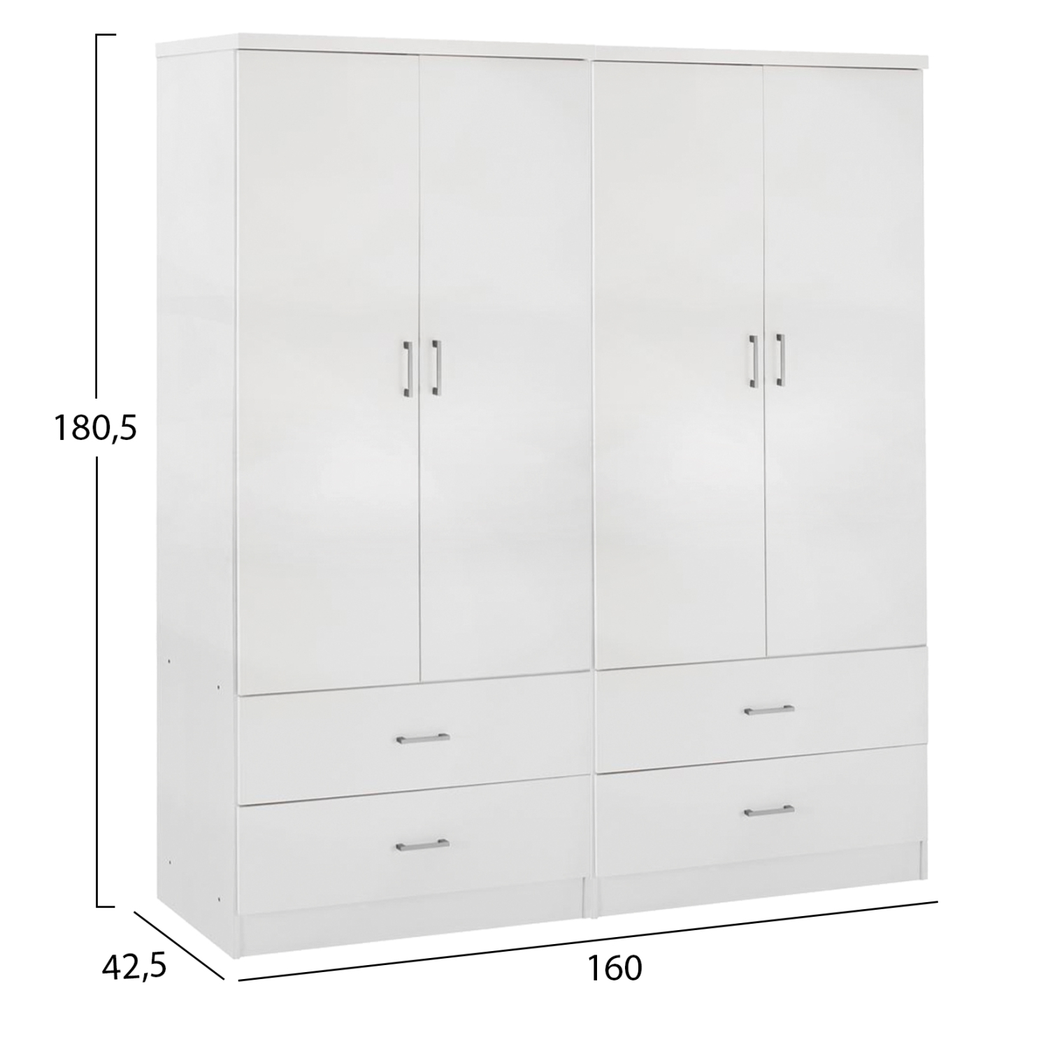 ΝΤΟΥΛΑΠΑ 4ΦΥΛΛΗ REINA ME 4 ΣΥΡΤΑΡΙΑ HM21258 ΜΕΛΑΜΙΝΗ ΣΕ ΛΕΥΚΟ 160x42,5x180,5Υεκ