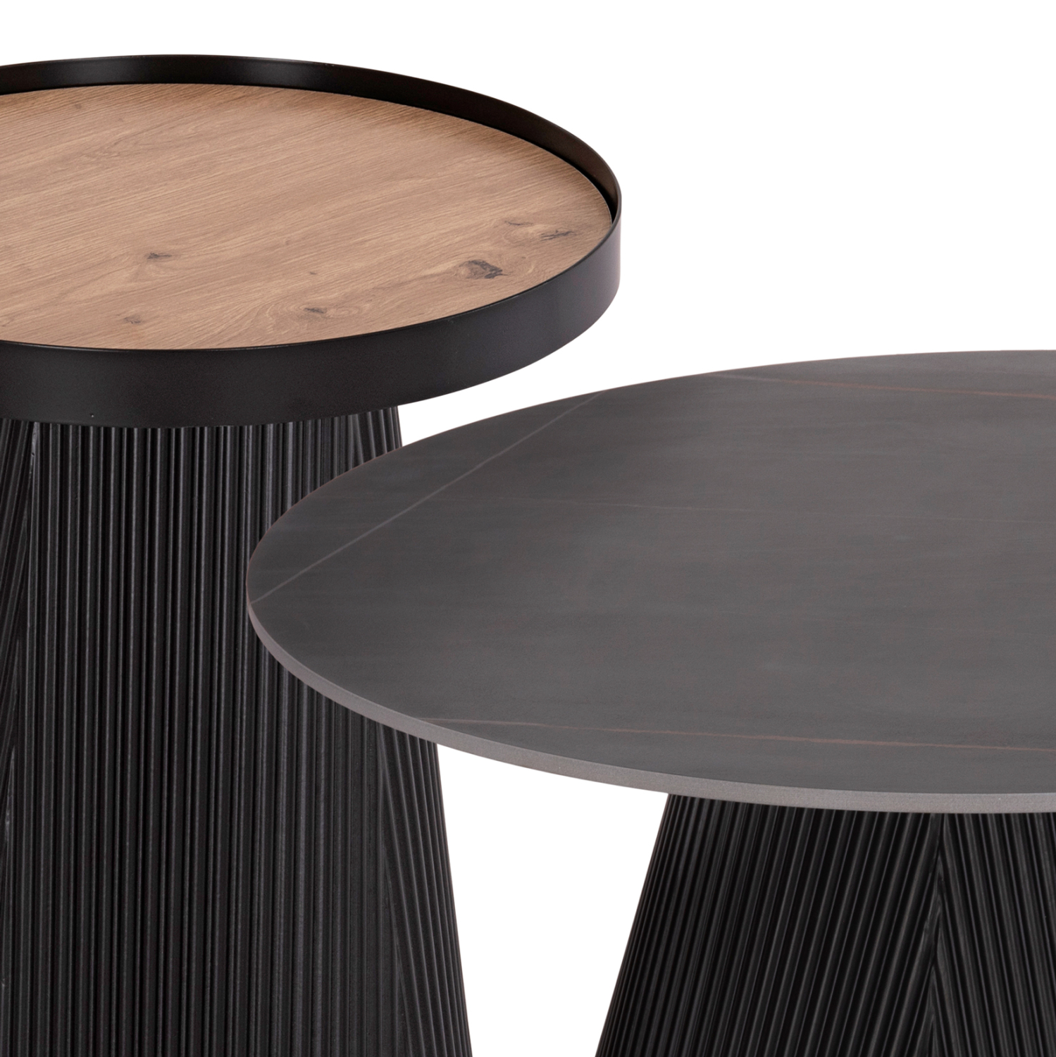 ΣΕΤ 2ΤΜΧ ΤΡΑΠΕΖΙΑ ΣΑΛΟΝΙΟΥ DUNCAN HM21081 MDF ΚΑΙ ΚΕΡΑΜΙΚΟ TOP Φ80εκ & Φ45εκ