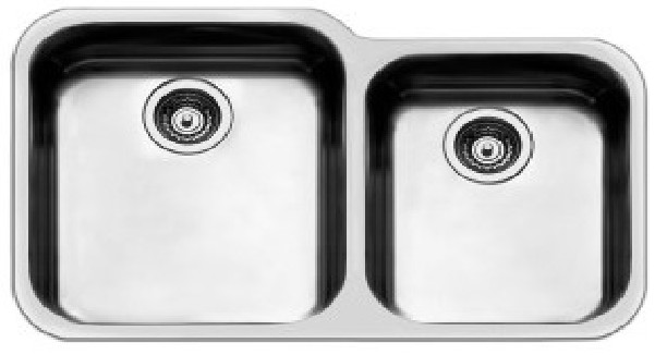 Νεροχύτης υποκαθήμενος ανοξείδωτος 90x50 εκ. με 2γούρνες 45χ40cm & 40x34cm βάθους 21cm, για ερμ.90