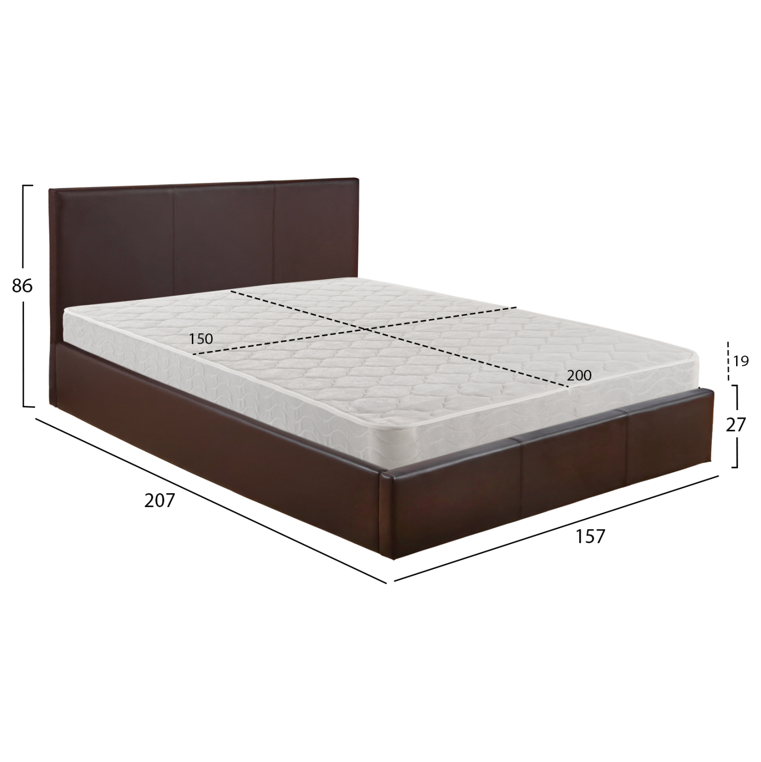 ΚΡΕΒΑΤΙ ΔΙΠΛΟ & ΣΤΡΩΜΑ BOBBI HM21271.02 ΚΑΦΕ PU ΜΕ ΑΠΟΘ.ΧΩΡΟ--ΓΙΑ 150x200εκ