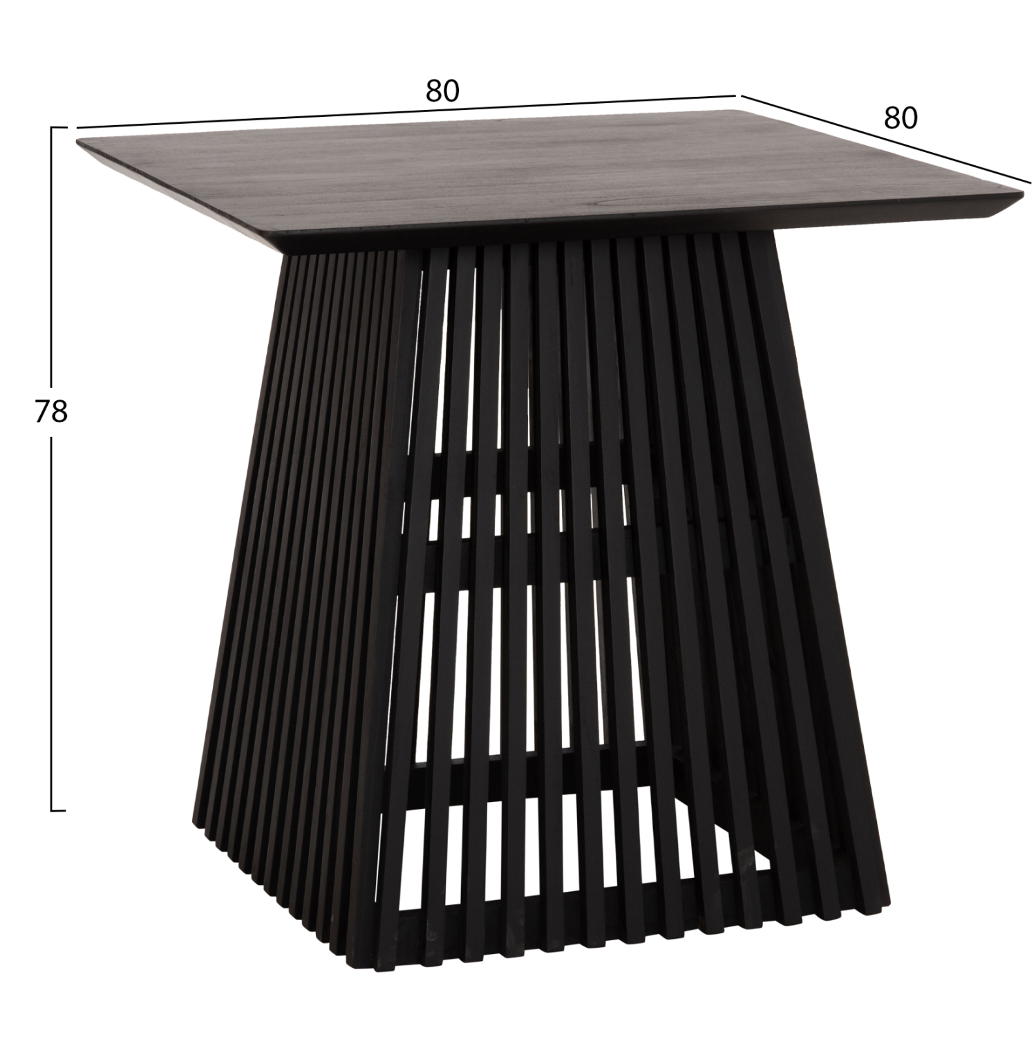 ΤΡΑΠΕΖΙ ΤΡΑΠΕΖΑΡΙΑΣ ΤΕΤΡΑΓΩΝΟ FRANTZ HM9458.02 MINDI ΞΥΛΟ ΜΑΥΡΟ 80x80x78Yεκ.