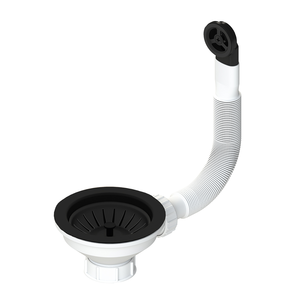 Βαλβίδα Νεροχύτη με Υπερχείλιση 3 1/2'', Black Matt