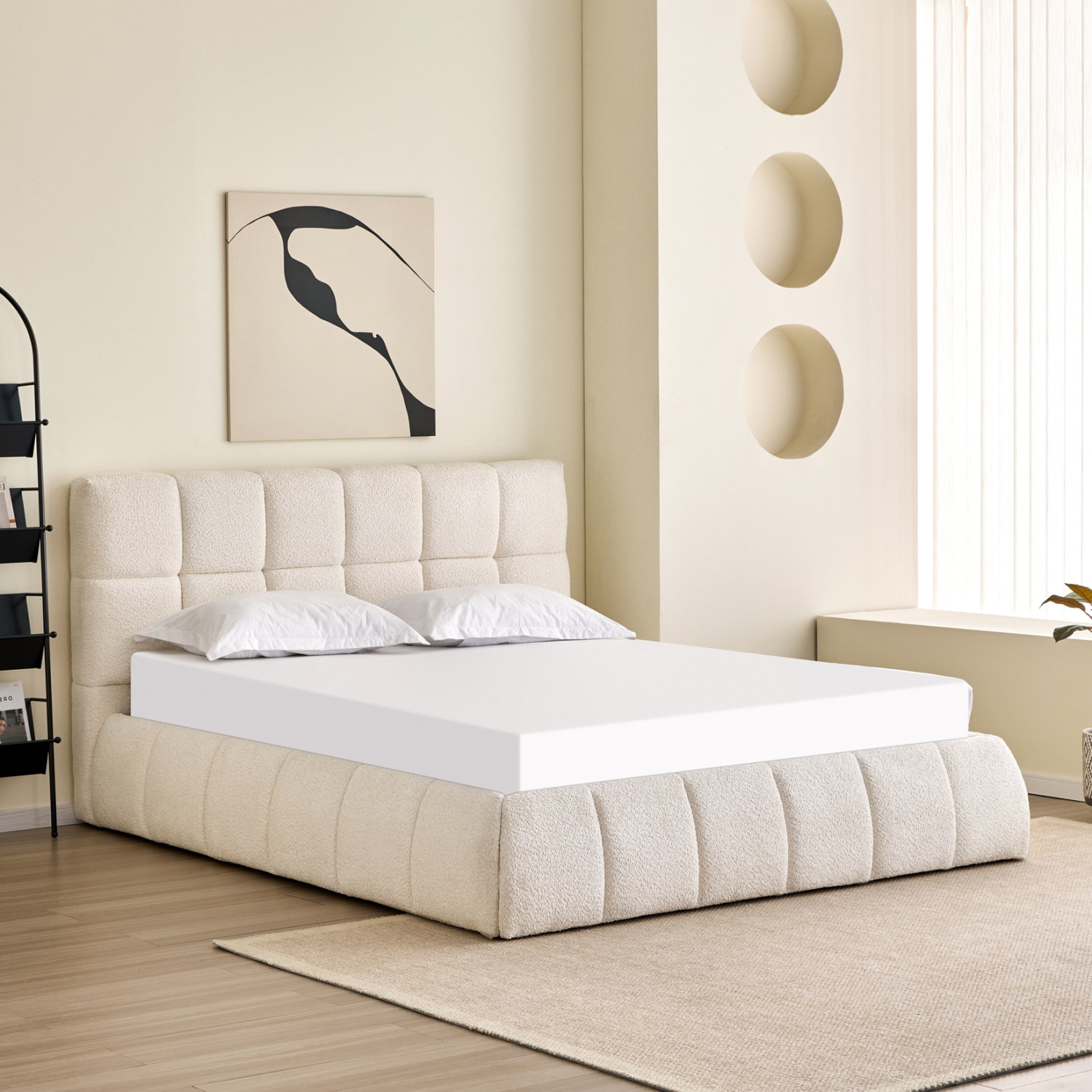 ΚΡΕΒΑΤΙ ΔΙΠΛΟ EDDY HM731.03 ΜΠΕΖ ΜΠΟΥΚΛΕ & ΑΠΟΘΗΚΕΥΤΙΚΟΣ ΧΩΡΟΣ ΓΙΑ ΣΤΡΩΜΑ 160x200εκ