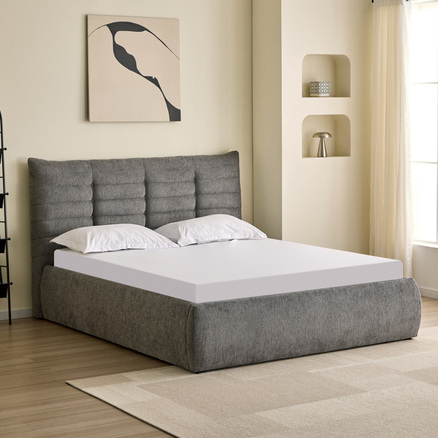 ΚΡΕΒΑΤΙ ΔΙΠΛΟ SANDRA HM732.01 ΓΚΡΙ ΥΦΑΣΜΑ & ΑΠΟΘΗΚΕΥΤΙΚΟΣ ΧΩΡΟΣ ΓΙΑ ΣΤΡΩΜΑ 160x200εκ