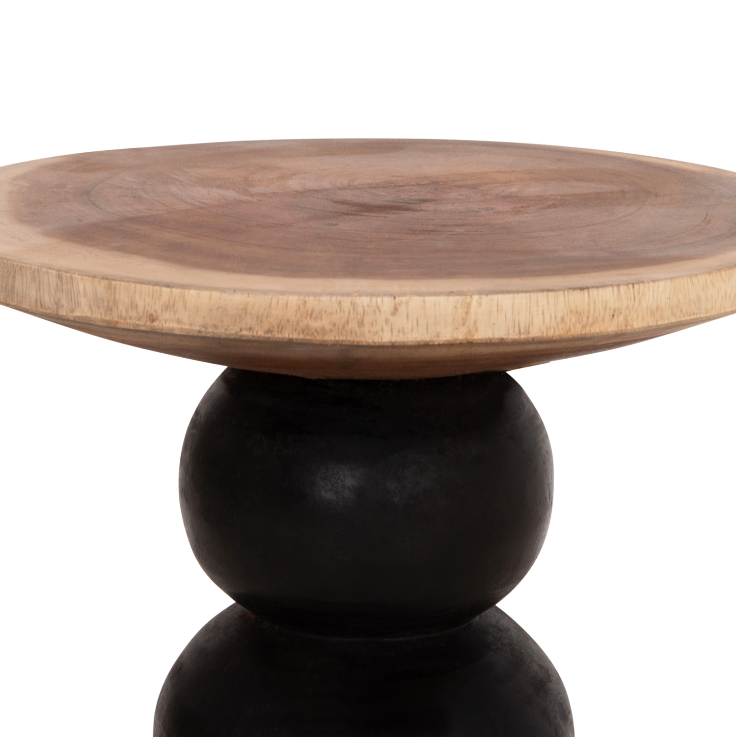 ΒΟΗΘΗΤΙΚΟ ΤΡΑΠΕΖΑΚΙ ΣΤΡΟΓΓΥΛΟ JACKY HM9890 SUAR ΞΥΛΟ ΦΥΣΙΚΟ & ΜΑΥΡΟ Φ40x45,5Υεκ.