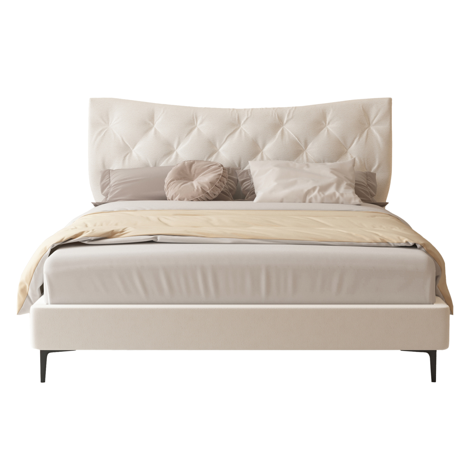 ΚΡΕΒΑΤΙ ΔΙΠΛΟ JILL HM737.03 ΥΦΑΣΜΑ ΣΕ ΜΠΕΖ--ΓΙΑ ΣΤΡΩΜΑ 160x200εκ.