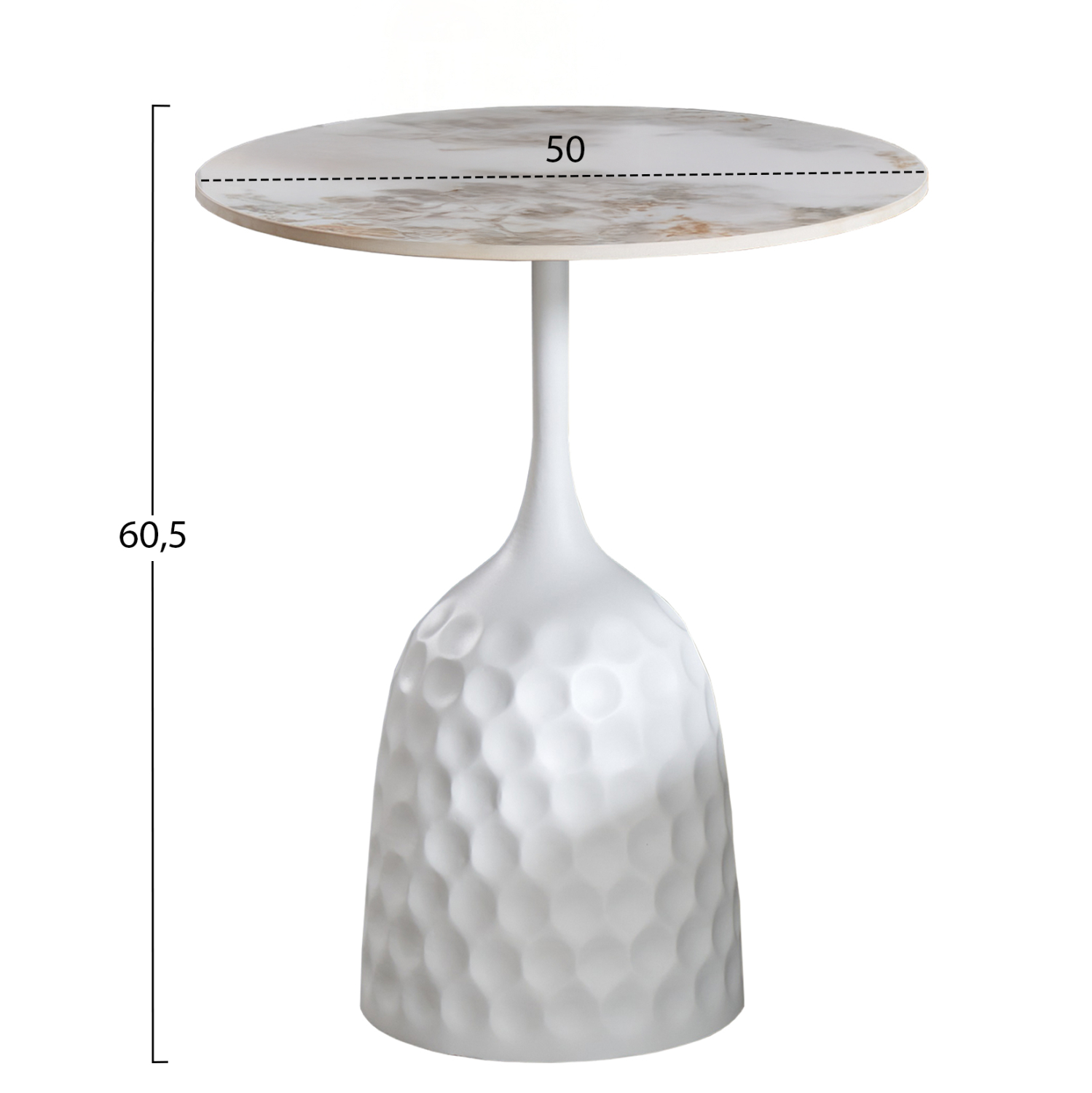 ΤΡΑΠΕΖΙ ΣΑΛΟΝΙΟΥ LONGSTEM HM18317.01 ΒΑΣΗ ΛΕΥΚΗ--SINTERED STONE CALACATA GOLD Φ50