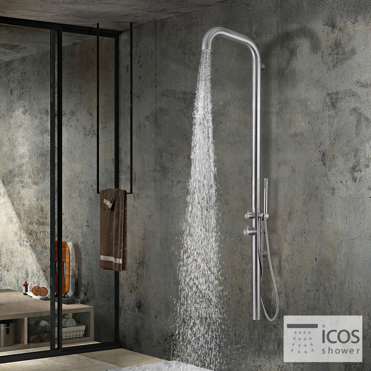 ΣΤΗΛΗ ΝΤΟΥΖ ETNA ΜΕ ΜΙΚΤΗ ICOS ΥΨΟΣ 179 εκ. INOX