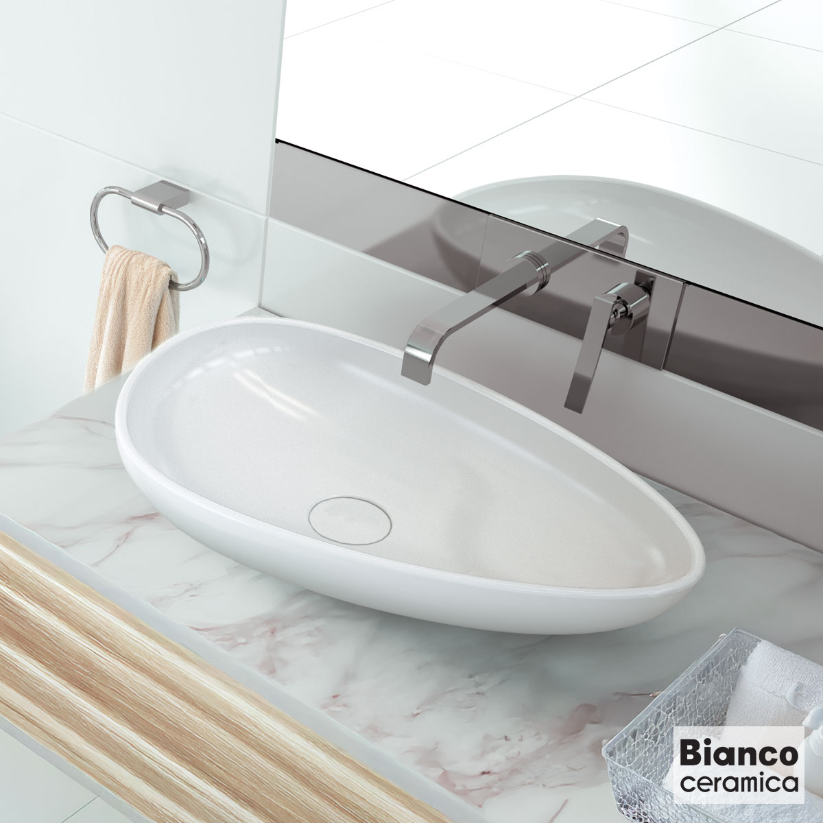 ΝΙΠΤΗΡΑΣ MONZA 58x37 BIANCO CERAMICA WHITE