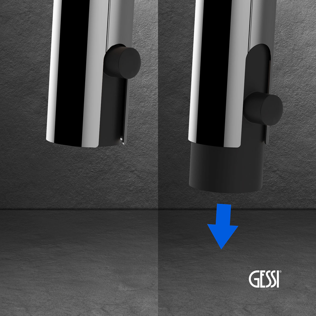 Μπαταρία Νεροχύτη Κουζίνας με Τηλέφωνο Ντους Proton Gessi Chrome