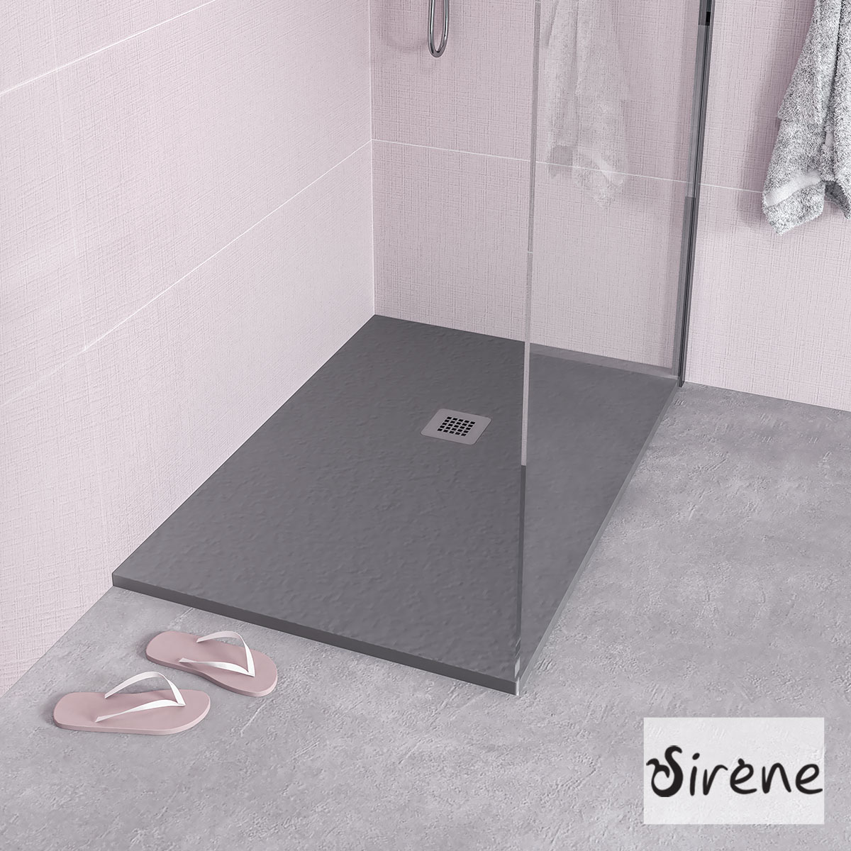 Ντουζιέρα Cast Marble (Χυτό μάρμαρο) με Βαλβίδα Slate 120 x 80 Sirene Beton Matt