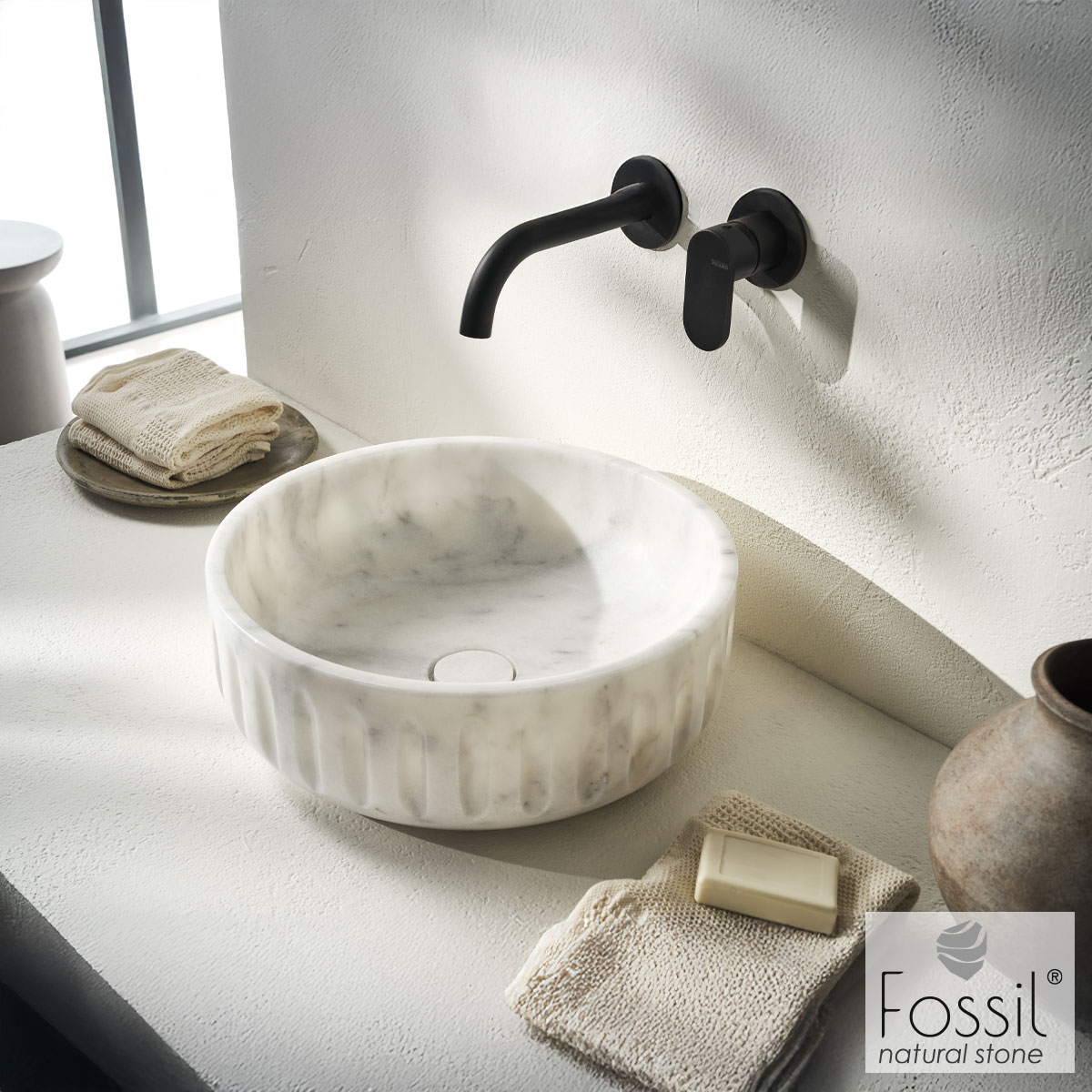 ΝΙΠΤΗΡΑΣ ΜΑΡΜΑΡΙΝΟΣ Φ39 H.14 FOSSIL CARRARA NUOVO