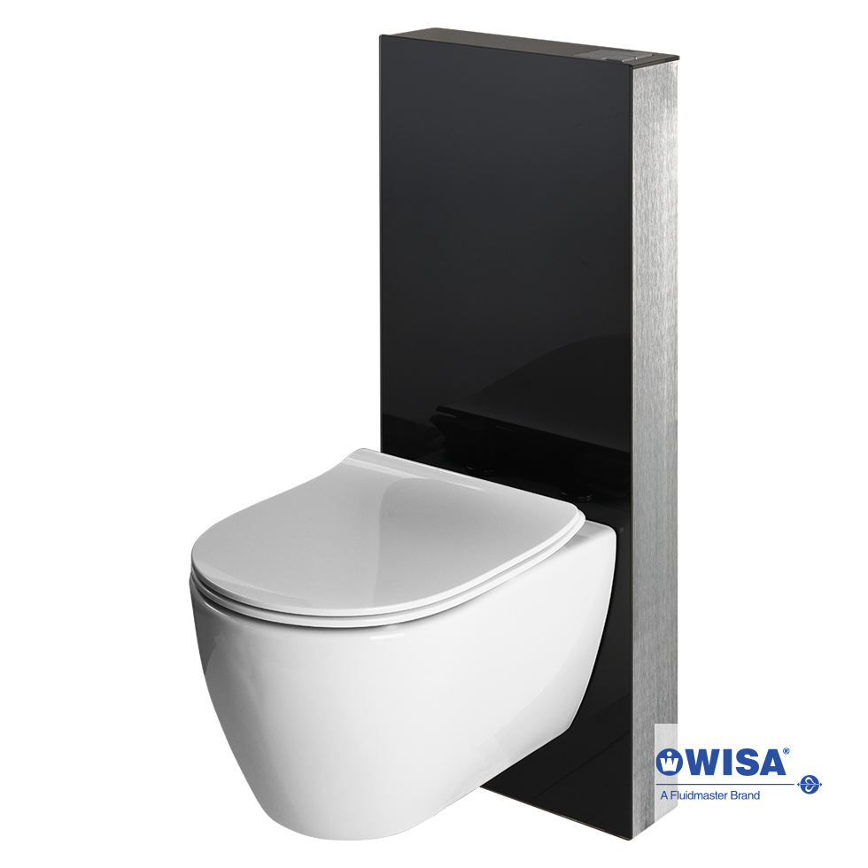 Επίτοιχο Καζανάκι Glassbox για κρεμαστή λεκάνη, WISA (8050453638G) Black Crystal