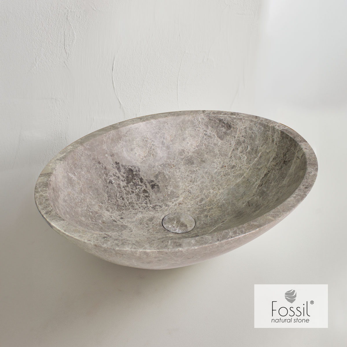 Νιπτήρας Μαρμάρινος Mica 55x41 h.16 Fossil Tundra Grey