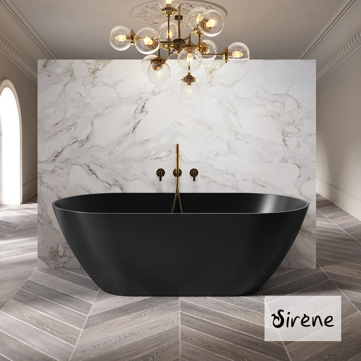 Μπανιέρα Solid Surface Ελεύθερης Τοποθέτησης CUSCO Freestanding 155x75, Sirene Black Matt