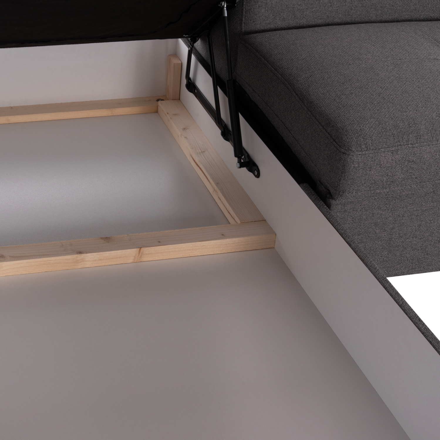 ΓΩΝΙΑΚΟΣ ΚΑΝΑΠΕΣ-ΚΡΕΒΑΤΙ ΜΕ ΑΠΟΘ.ΧΩΡΟ ENCORE HM3301.01L ΓΚΡΙ ΥΦΑΣΜΑ 285x205x90Υεκ.